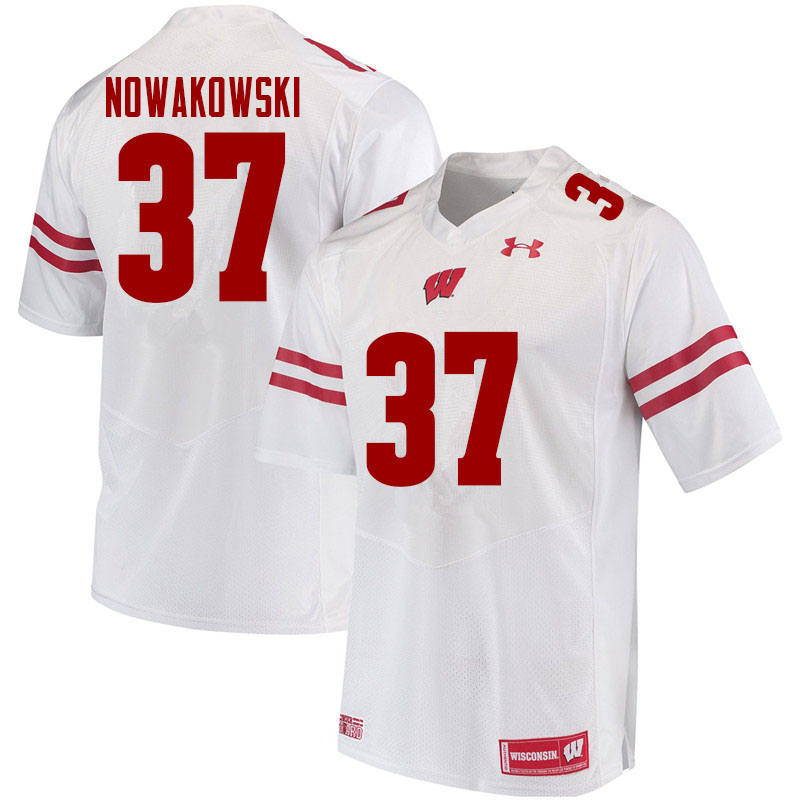 Wisconsin Badgers Men's #37 Riley Nowakowski NCAA Under Armour Authentic White College Stitched Football Jersey HD40Z25WY